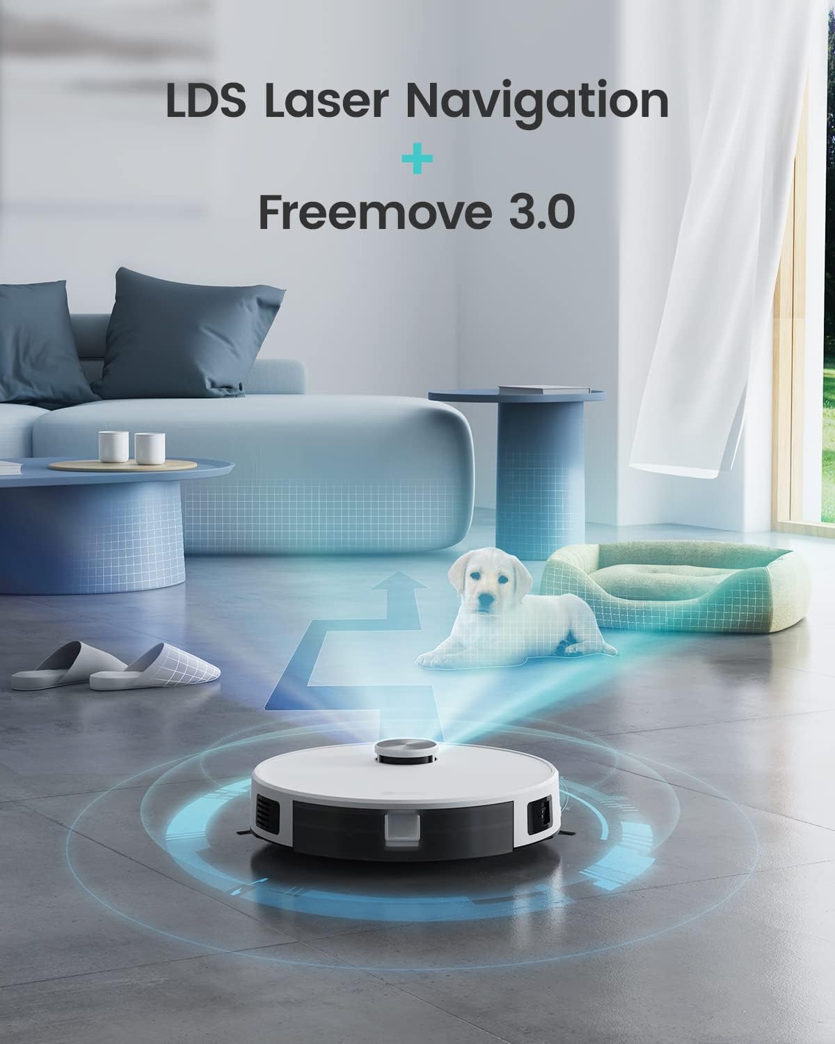 Lefant Robot Aspirateur Laveur Robot 2 en 1 4000Pa,Navigation LiDAR,Cartographie Multi-étage,Zones Virtuelles, Connecté Alexa/APP/WiFi,Idéal pour Poils d'animaux Tapis Sols Durs,M1 Champagne