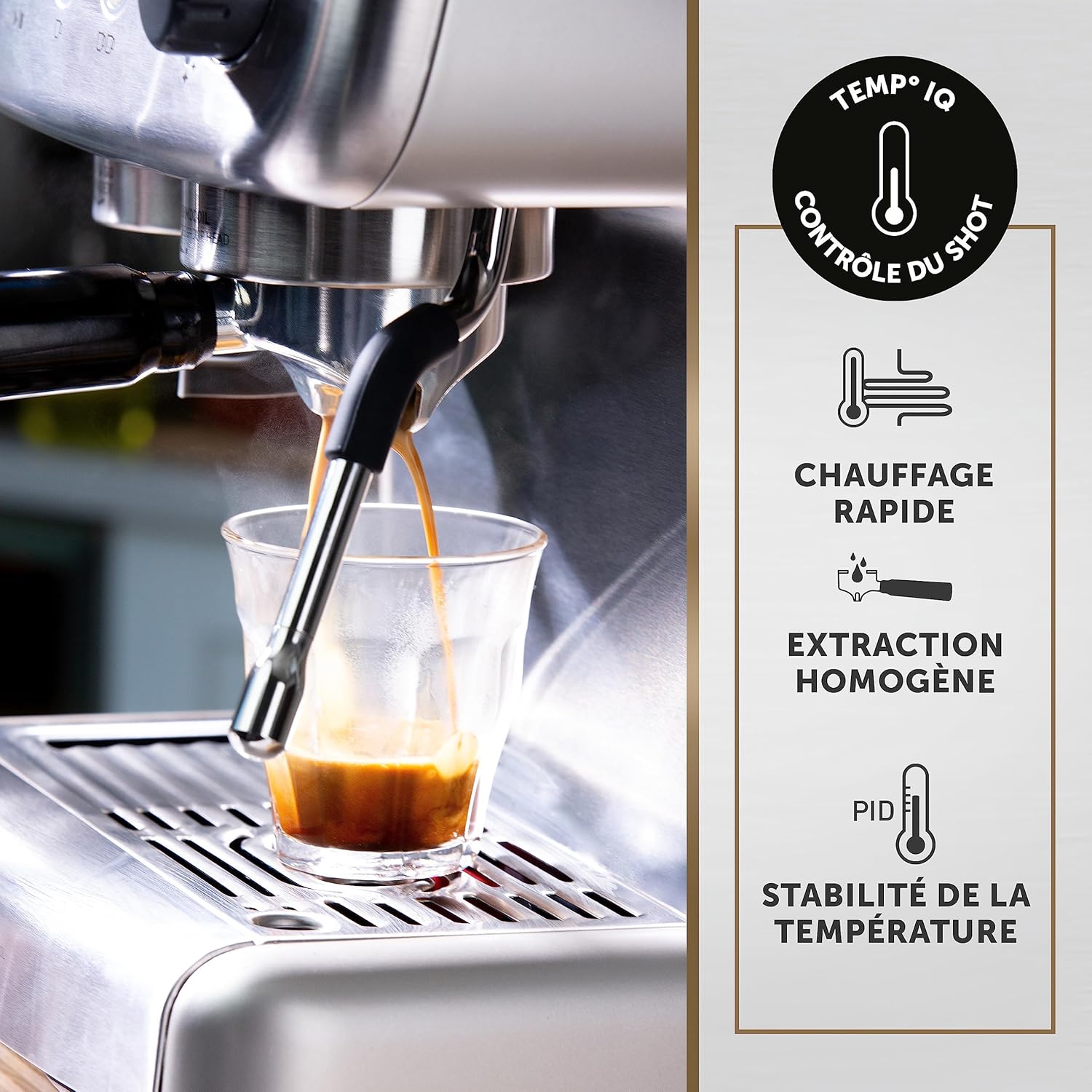 Breville Barista Max Machine à café/machine à expresso, semi-automatique avec moulin broyeur à grain intégré, buse à vapeur pour faire mousser le lait & pompe italienne de 15 bars [VCF126X]