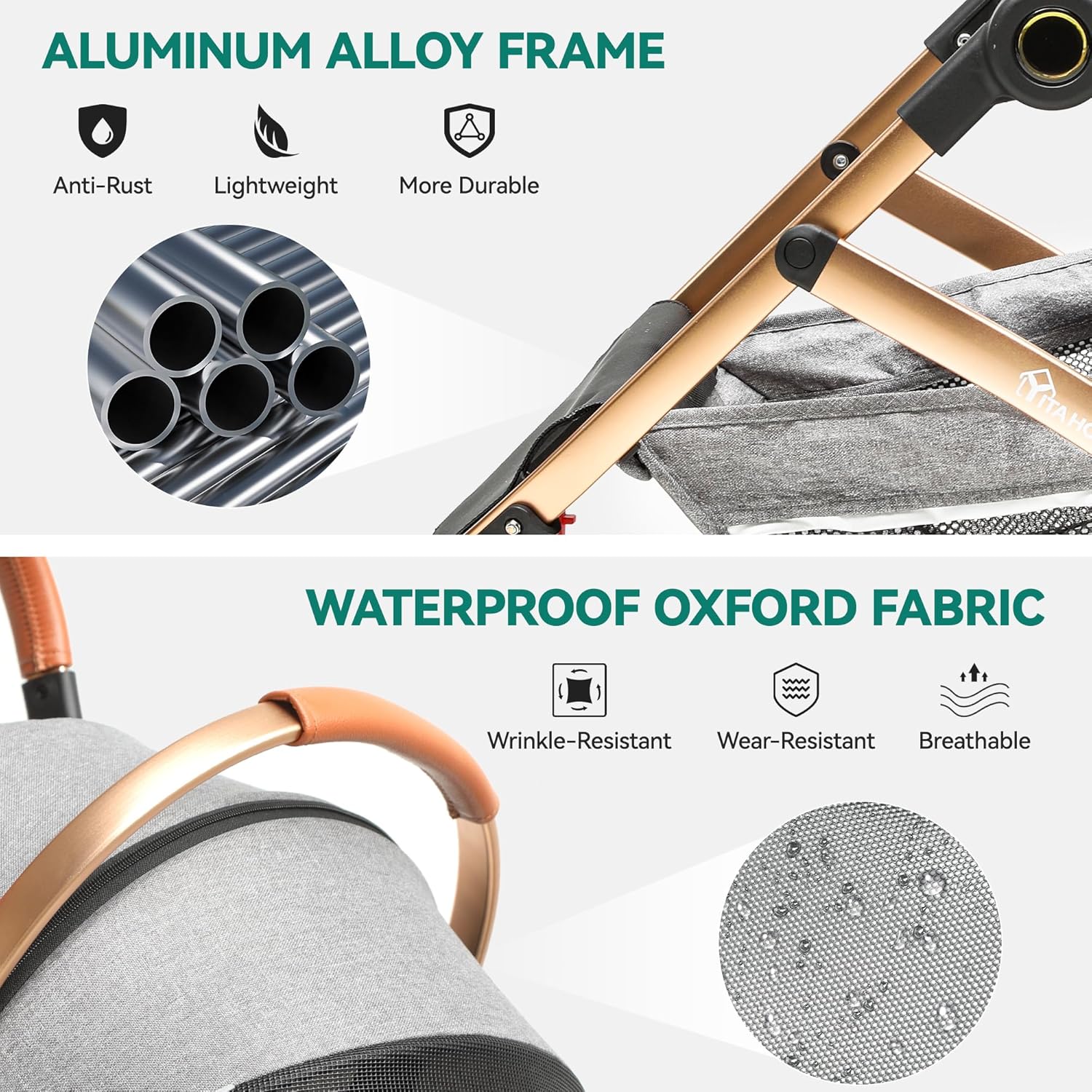 YITAHOME Poussette Chien 3-en-1, Poussette pour Chien Chat, Poussette Chien Tout Terrain, Voyage Transporteur Amovible, Pliable Portable Landau pour Animaux (Noir)