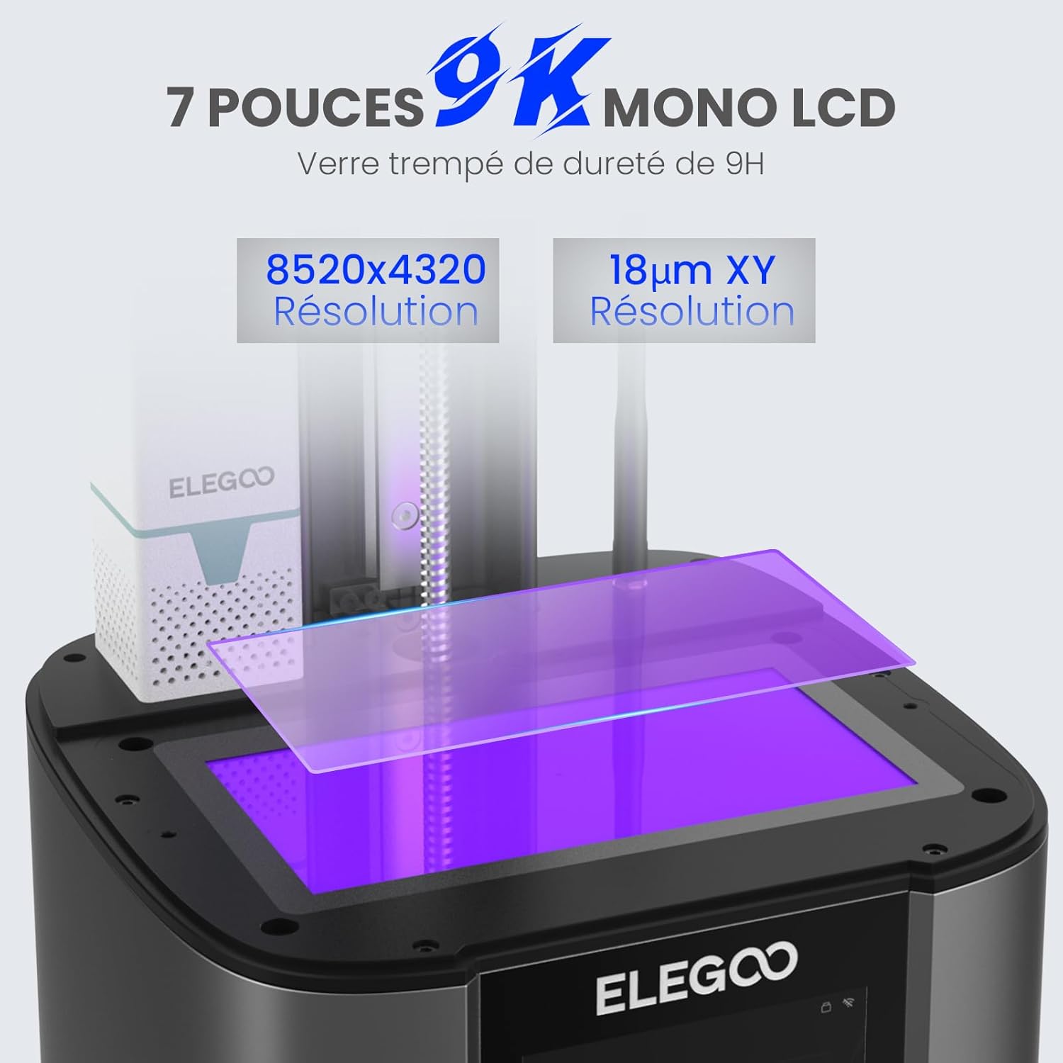 ELEGOO Mars 5 Ultra Imprimante 3D Résine 9K, Impression à Haute Vitesse 150mm/h, Nivellement Automatique, Détection Intelligente, Transfert Wi-Fi, Taille d'Impression 153.36 x 77.76 x 165 mm³