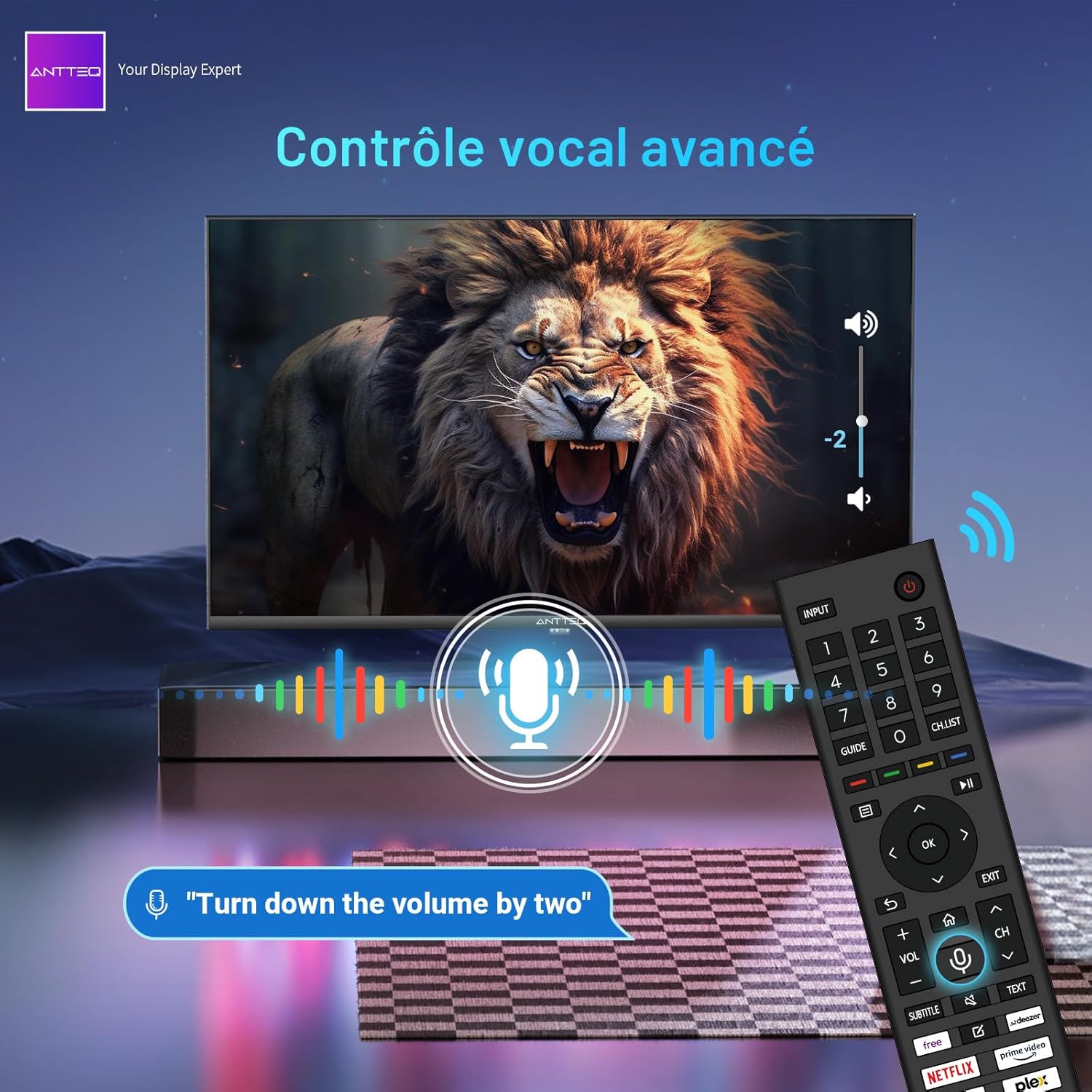 Antteq AB42D1 télévision 42 Pouces (TV 107 cm), Dolby Audio, LED, Triple Tuner DVB-C / T2 / S2, CI+, HDMI, Lecteur multimédia Via USB, Sortie Audio numérique, y Compris Mode hôtel