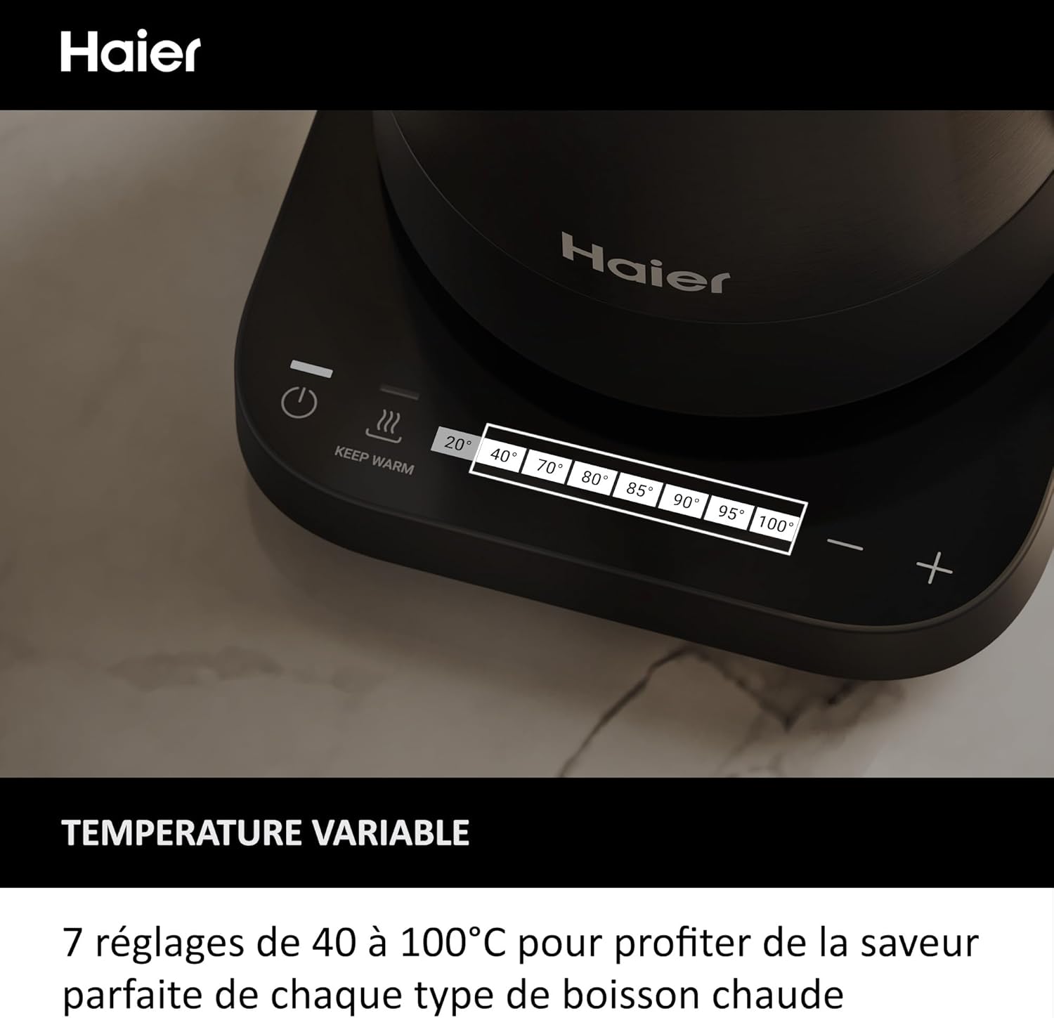 Pack Petit Déjeuner Grille-Pain Toaster+Bouilloire Haier I-Master Série 5, Acier Inoxydable, Fentes Extra Profondes, 7 Niveaux de Brunissage, 7 Réglages de Température Fonction Maintien au Chaud