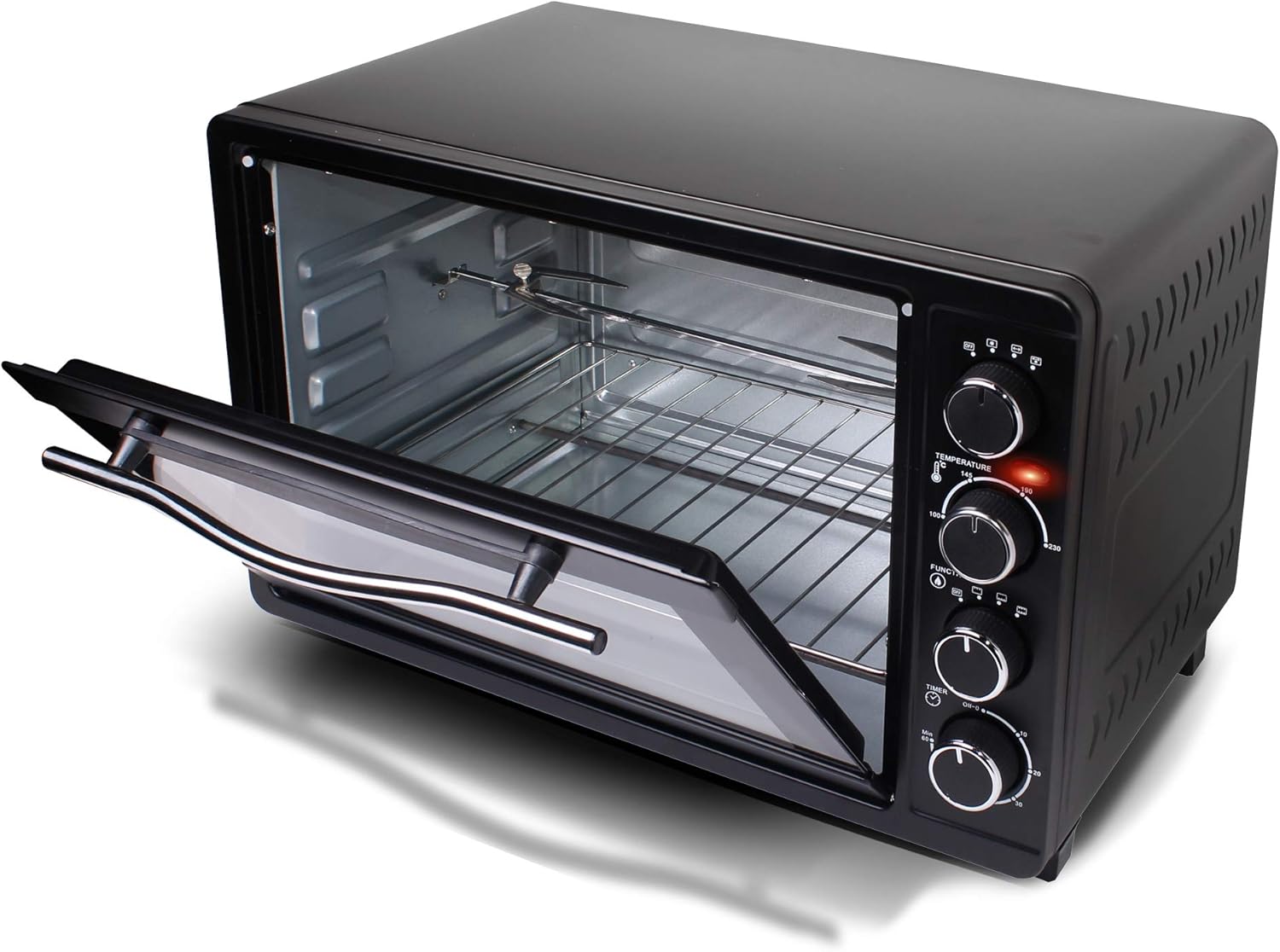 TurboTronic Mini Four à Convection avec Rtissoire, 35L, 1600W – Four Compact Multifonctions Idéal pour Pizza, Camping et Cuisine Maison, Inclus 2 Plaques de Cuisson
