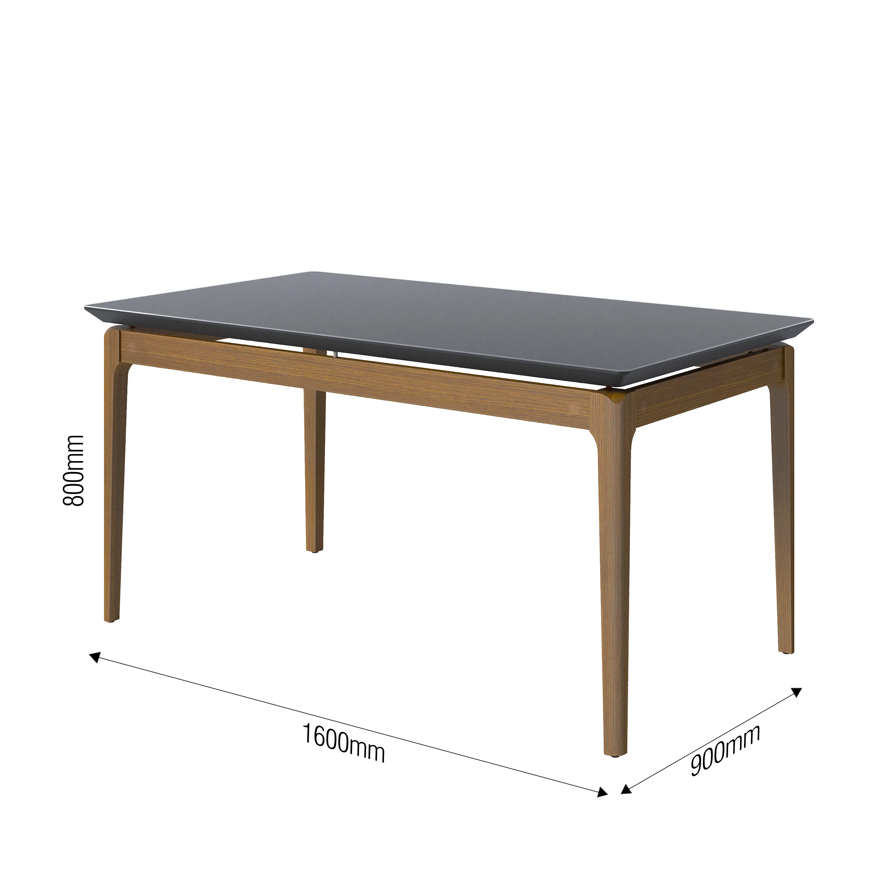 TABLE A MANGER  MESA WIND 1.6 C/VIDRO RETANGULAR PRETO/ NATURE 614