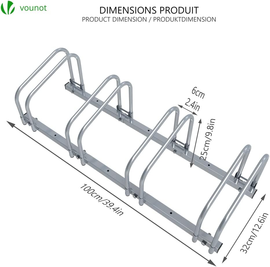 vounot® Râtelier vélo 3 vélos Range vélo Système Range vélo Rangement pour vélo Support pour Bicyclette Sol ou Mural en Acier revêtu Support de Rangement vélo Jardin ou Garage Râtelier Familial