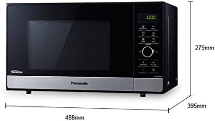Panasonic Four à micro-ondes NN-GD38HSGTG avec grill (1000 W, cuiseur à vapeur, four à micro-ondes combiné, plaque à pizza, 23 litres) en acier inoxydable noir