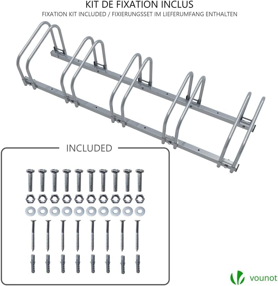 vounot® Râtelier vélo 3 vélos Range vélo Système Range vélo Rangement pour vélo Support pour Bicyclette Sol ou Mural en Acier revêtu Support de Rangement vélo Jardin ou Garage Râtelier Familial