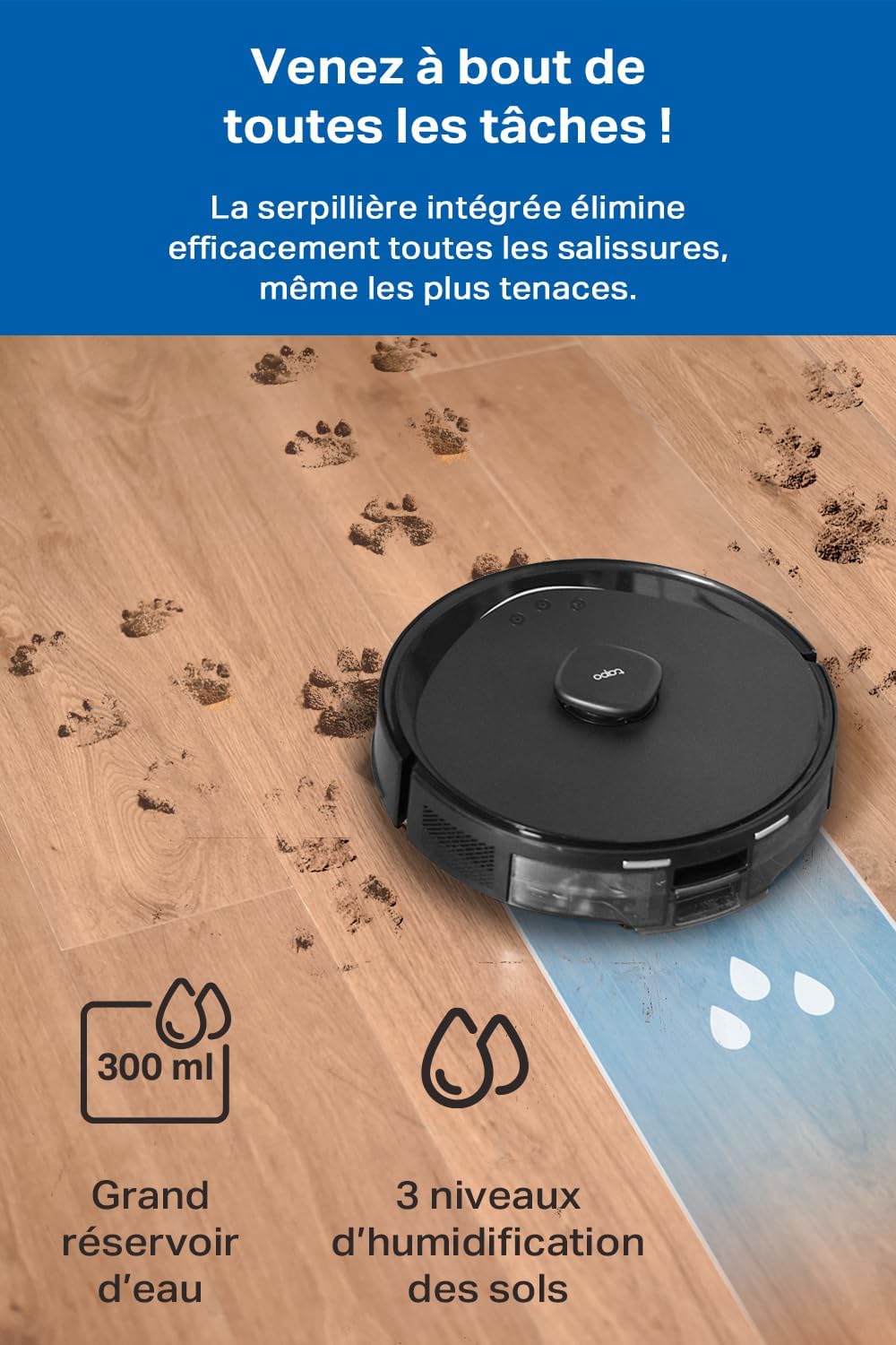 Tapo Aspirateur Robot Laveur 2 en 1 RV20Max Plus, Vidage Automatique, Silencieux Ultra Fin, Ultra puissante de 5300Pa, Navigation LiDAR, Auto-Charge Autonomie 180min, Tapis et Poils d'animaux