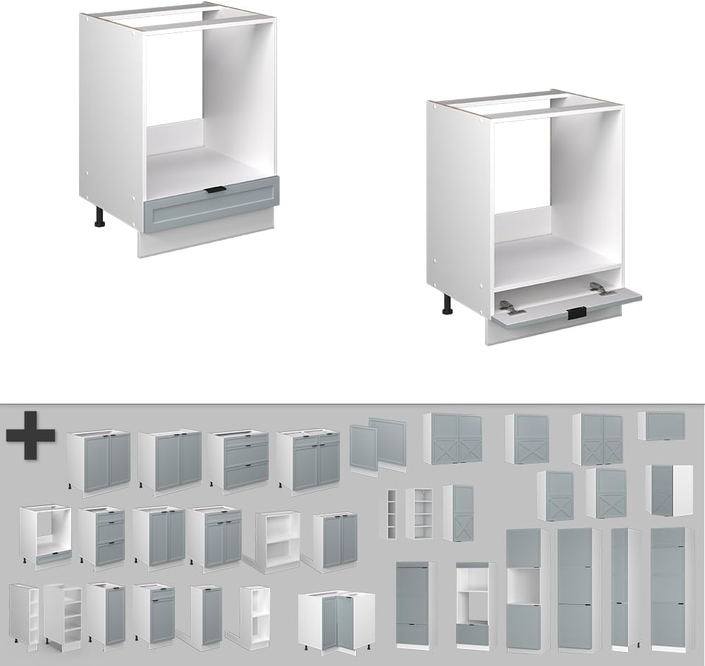 Vicco Meuble pour Four Fame-Line, Blanc Haute Brillance/Blanc, 60 cm avec étagères Ouvertes