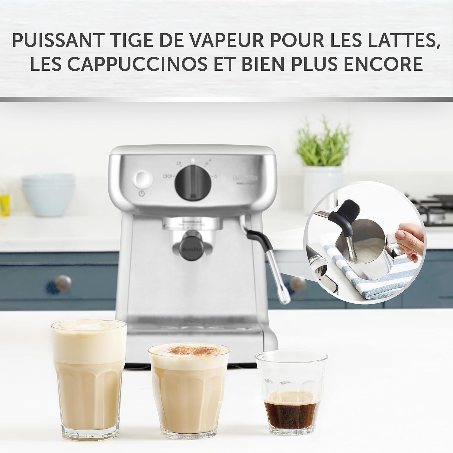 Breville Barista Max Machine à café/machine à expresso, semi-automatique avec moulin broyeur à grain intégré, buse à vapeur pour faire mousser le lait & pompe italienne de 15 bars [VCF126X]
