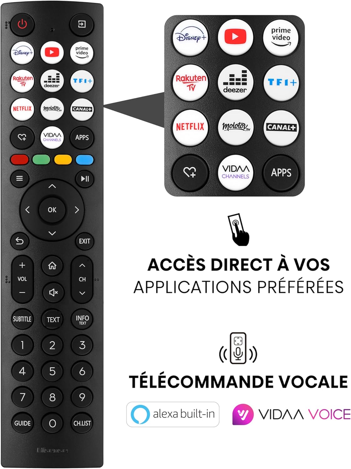 Hisense Smart TV 43 Pouces 43A6N 4K UHD, Dolby Vision, HDR, VIDAA avec Youtube, Netflix, Disney+, Canal +