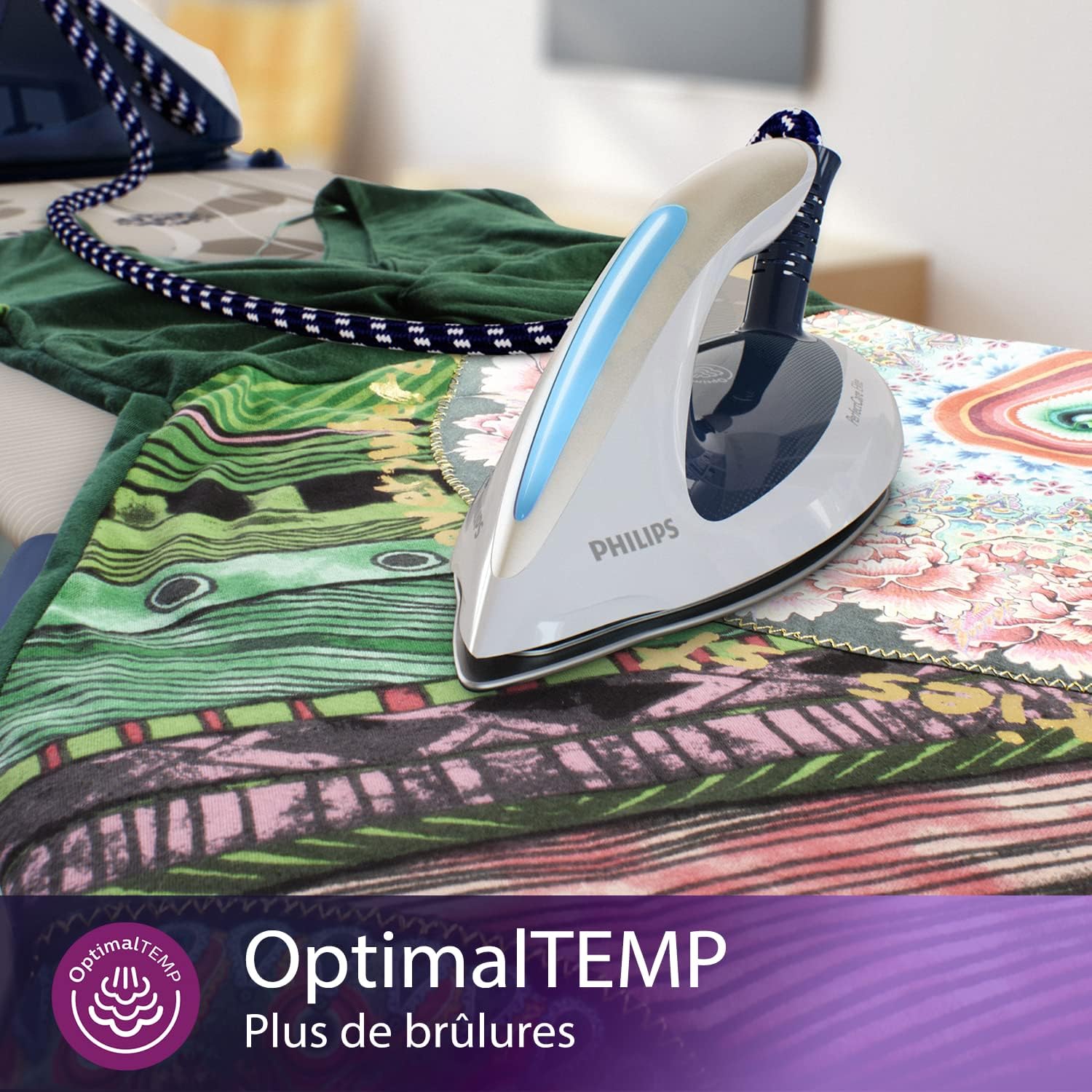 Philips PerfectCare Elite Centrale Vapeur - 2700W, Effet Pressing 520 g, 7,5 Bar, Technologie OptimalTEMP, Mode ECO, T-ionicGlide, Bleu/Blanc (GC9635/20)