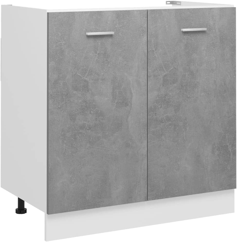 vidaXL Armoire à Micro-Ondes Placard Armoire de Rangement Meubles de Cuisine avec 4 Etagères Intérieur Maison Gris Béton 60x57x207 cm Aggloméré