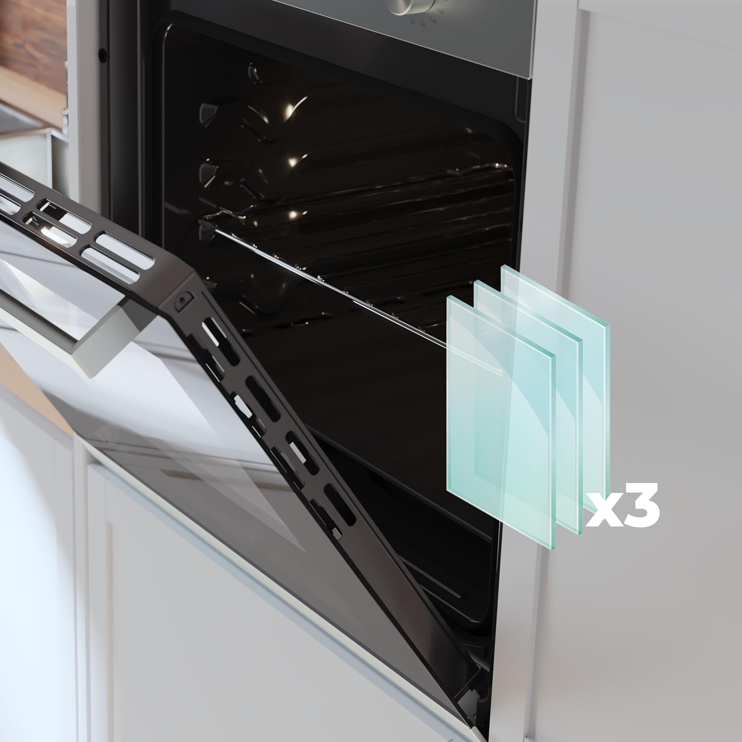 Cecotec Four encastrable Bolero Hexa C136000 Glass Black Time A 2800 W, capacité de 77 L, 4 fonctions, Minuterie, Nettoyage à la vapeur, Cuisson à la vapeur. Classe Énergétique A, Lumière intérieure