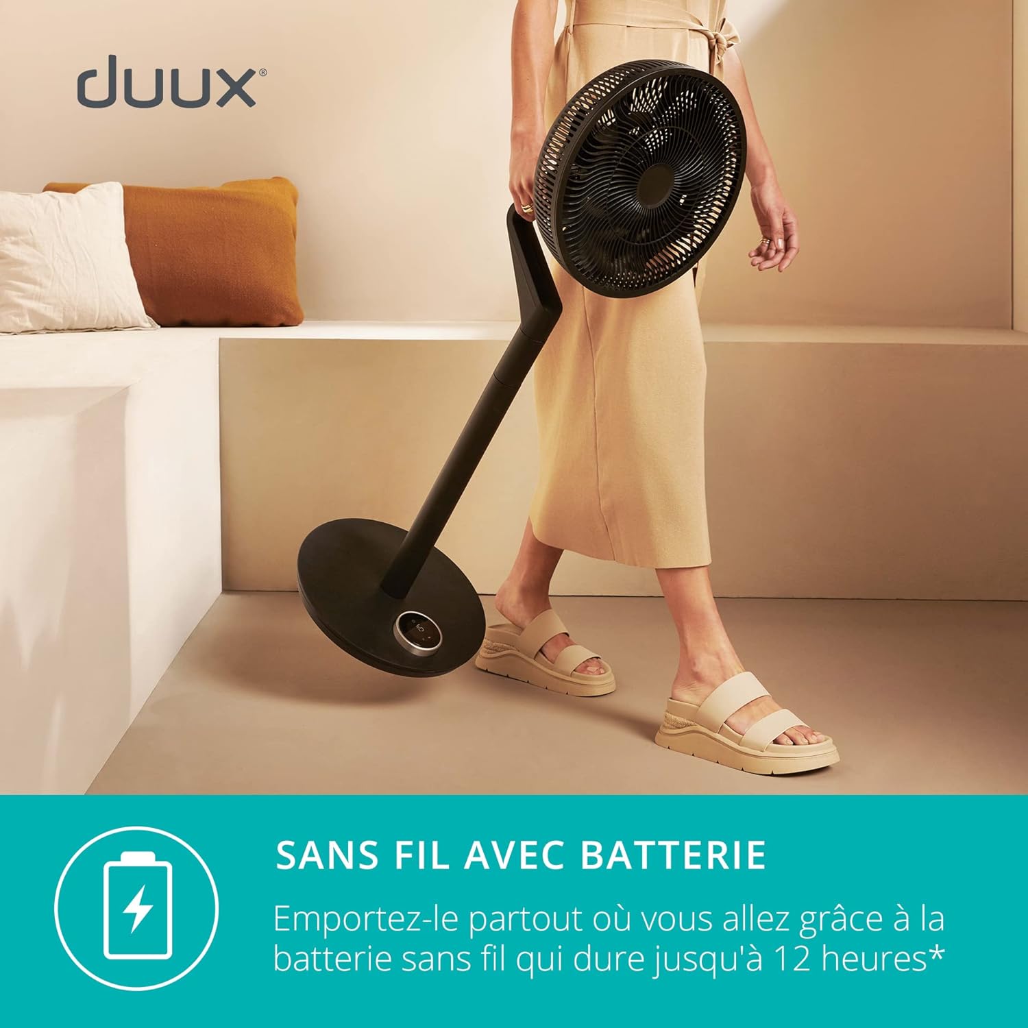 Duux whisper Flex Ultimate Blanc - Ventilateur sur pied - Ventilateur silencieux sur pied avec mode nuit et minuterie - Contrôle télécommande et smartphone - Batterie incluse