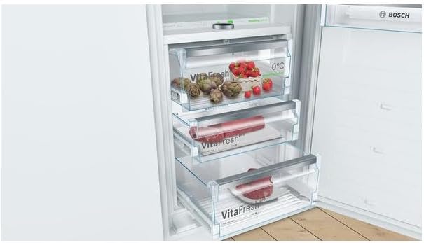 Bosch KIR81AFE0 Serie 6 Réfrigérateur encastrable, 177,5 x 56 cm, 319 L, charnière plate, fabriqué en Allemagne, VitaFresh plus 2 x fraîcheur plus longue, éclairage LED uniforme