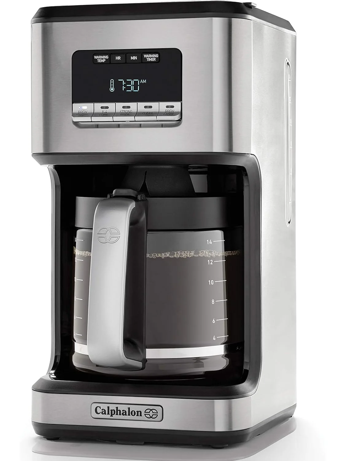 Calphalon Coffee Maker, Programmable Coffee Machine with Glass Carafe, 14 Cups, Stainless Steel