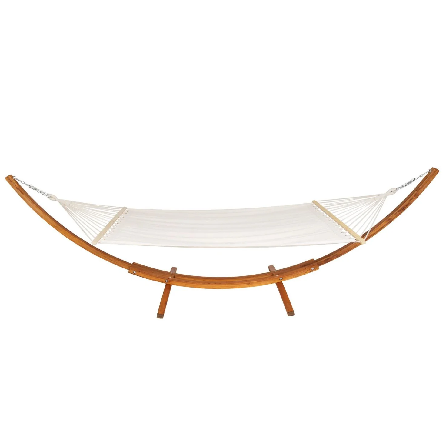 Hamac avec support 2 places double XXL support bois 4,15 mètres chaise longue blanc marron 08_0000198