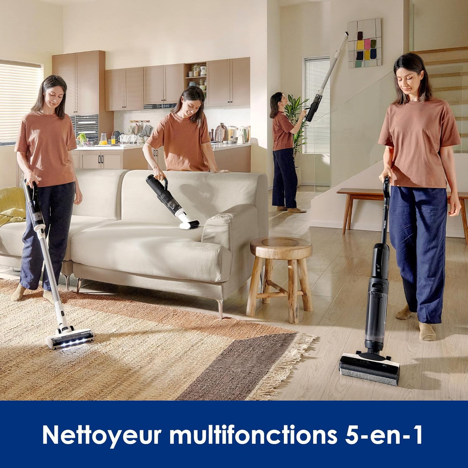 Tineco Floor One Stretch S6 Aspirateur Eau et Poussière Laveur de Sols, Conception Plate à 180°, Hauteur compacte de 13 cm, Auto-Nettoyage Flashdry à 70℃ en 5 Min, Nettoyage des Bords sur Trois Faces