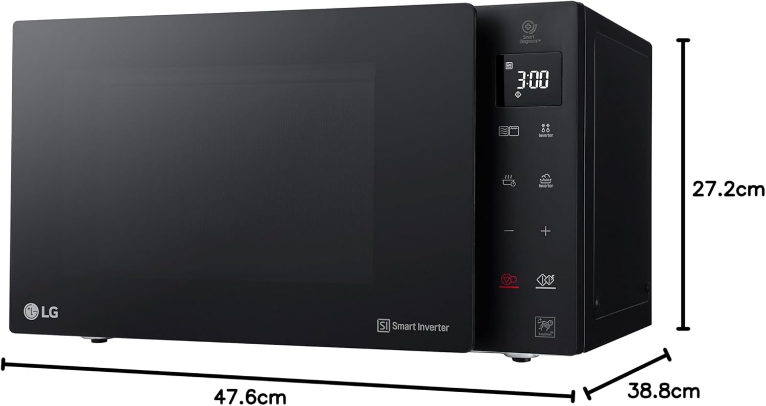 LG MH6535GIS Mikrowelle mit   Inverter Technologie & Quarz Grill, 25 Liter Kapazitt, 1000 W, Automatikprogramme, einstellbare Leistungsstufen für optimales Garen und EasyClean-Funktion, Schwarz