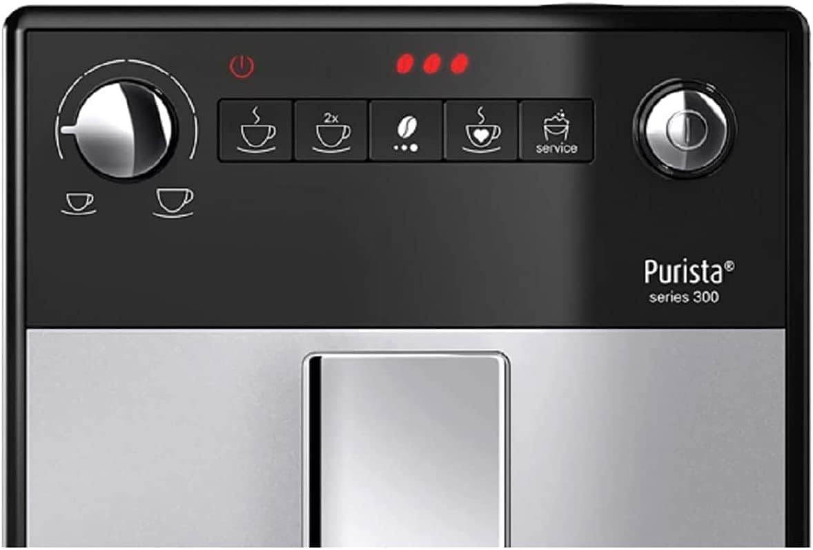 Melitta Purista Argent, Machine à Café à Grains avec Broyeur et Système d'Extraction des Arômes, Silencieuse, Mode 1 à 2 Tasses, Cafetière Expresso 1L, Automatique, F230-101