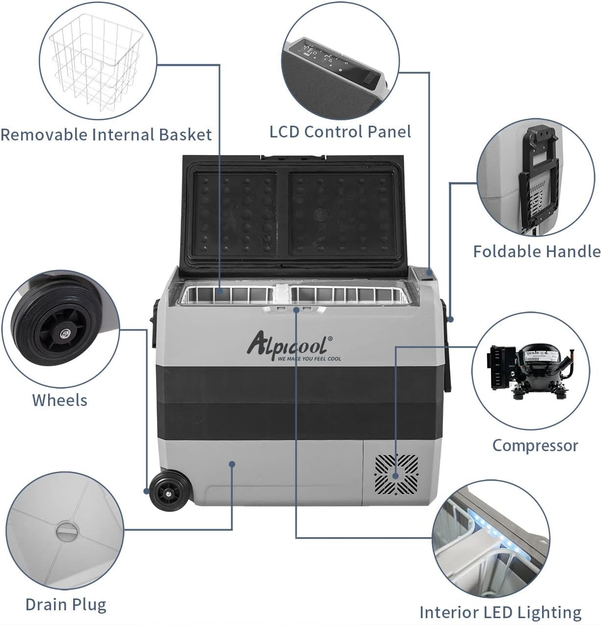 Alpicool CX30 30L Réfrigérateur de Voiture portable congélateur et réfrigérateur, Glaciere lectrique à Compression pour Maison, dortoir, Camping
