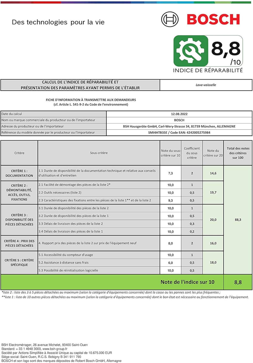 Bosch SMI4HTS31E - Lave-vaisselle encastrable - 60 cm - Home connect - 12 couverts - Moteur EcoSilence - Metallic