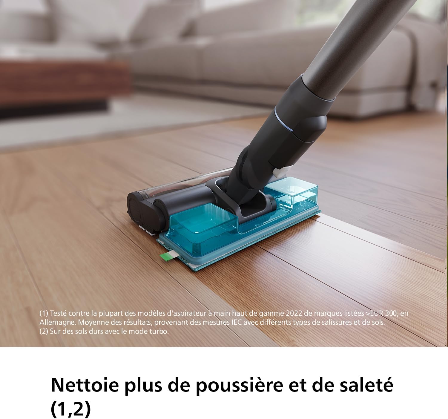 Philips Aspirateur sans fil Aqua 7000 Series, Moteur digital, PowerCyclone 12, Eclairage LED, Module Aqua amovible, Autonomie de 80 min, Inclus 2 accessoires, Bleu (XC7053/01)