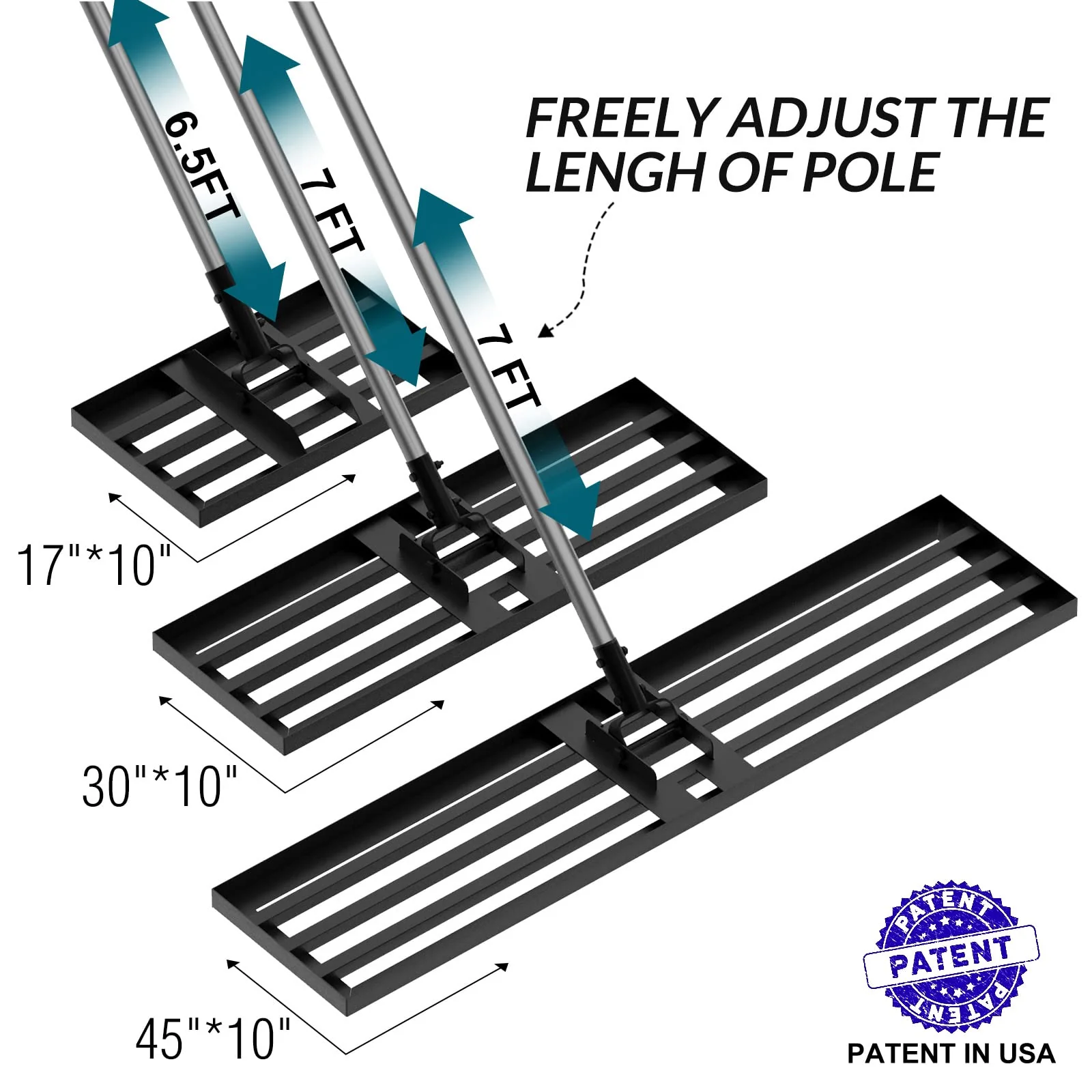 Walensee Lawn Leveling Rake, 7FT 45