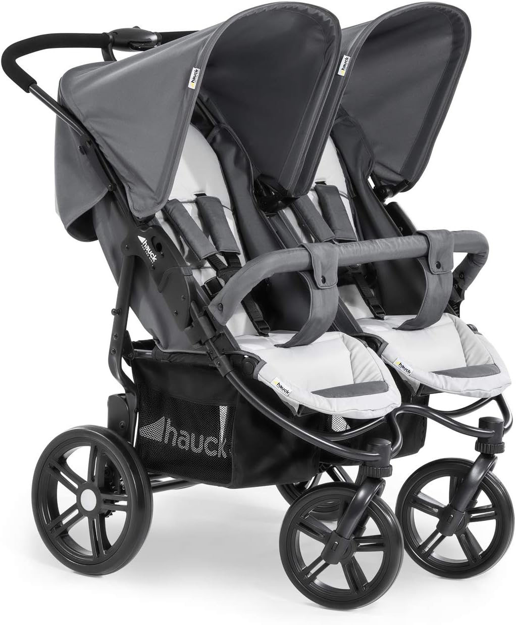 hauck Poussette Double Roadster Duo SLX, de la Naissance à 15 kg Chacun (env 3 Ans), Inclinable, Pliable, Compact, Panier XL, Grandes Roues, Gris Argenté