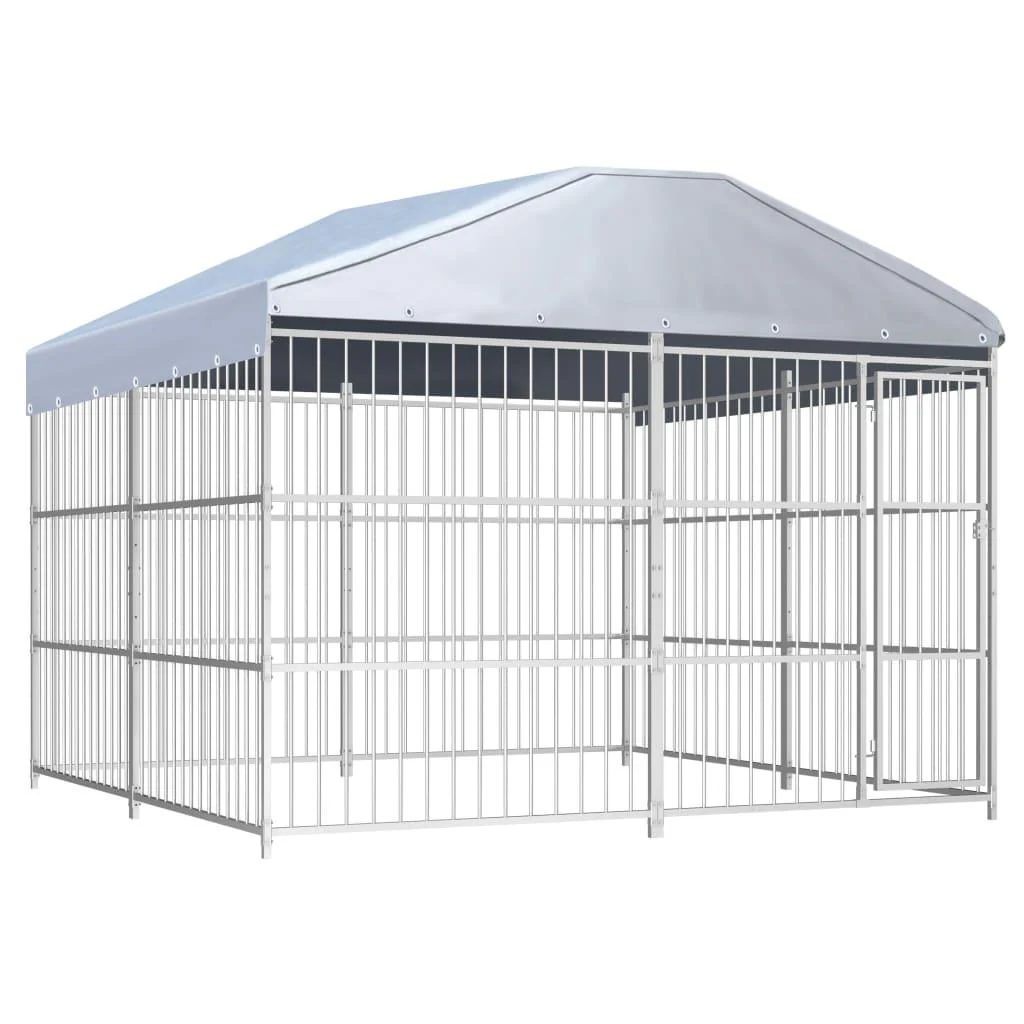 Chenil extérieur cage enclos parc animaux chien d'extérieur avec toit pour chiens 300 x 300 x 200 cm 02_0000328