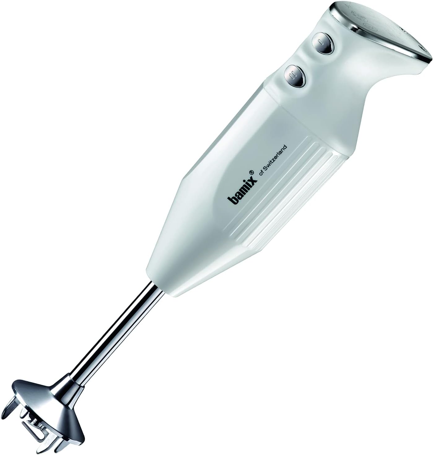 bamix Set avec mixeur plongeant M350 MAXX avec couteau étoile et hachoir, disques fouet et mélangeur en inox, 350 W, 2 vitesses, Fabriqué en Suisse, Noir/Chromé