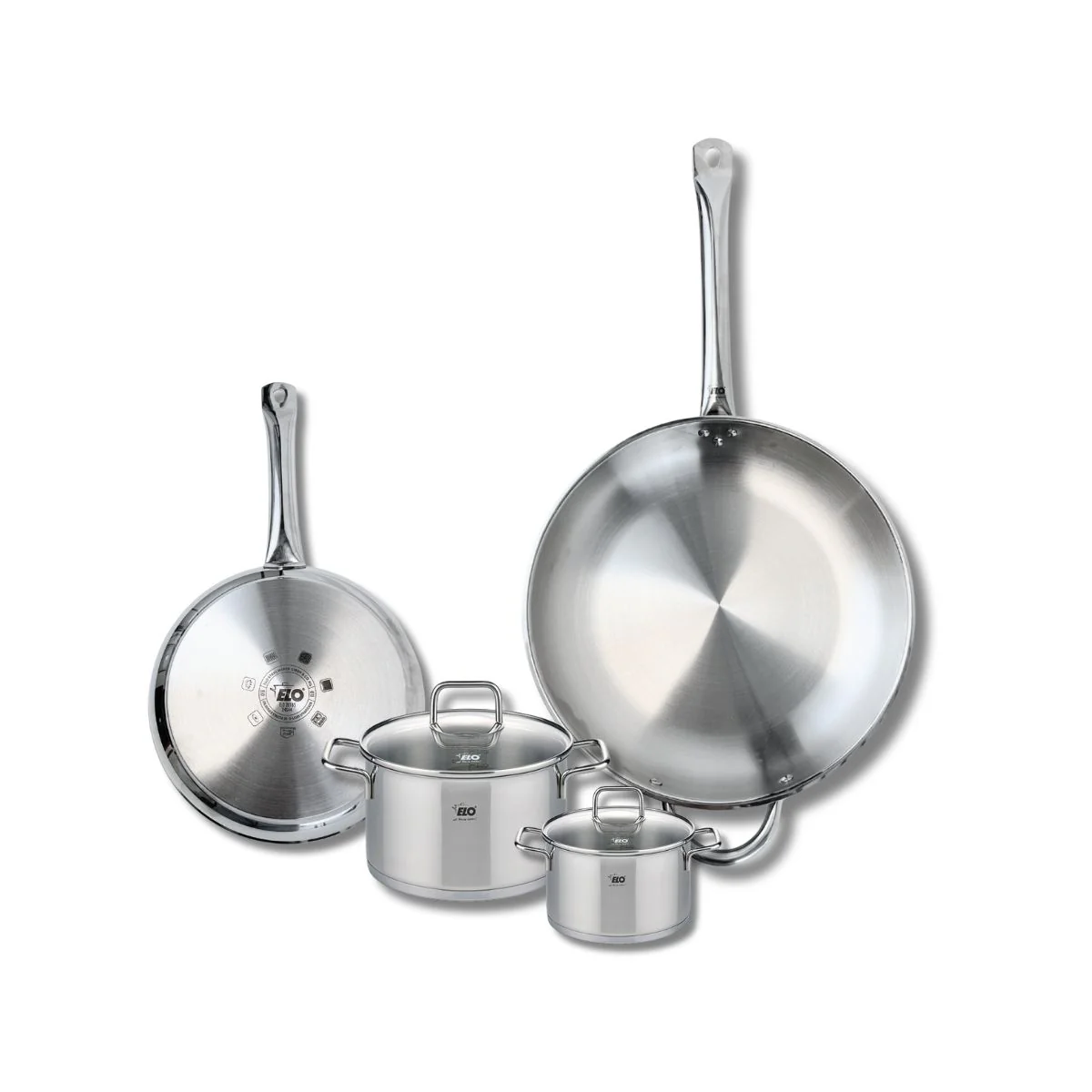 Ensemble de 2 Poêles de cuisson 24 et 32 cm et 2 faitouts 12 et 16 cm Elo Profi Citrin Elo