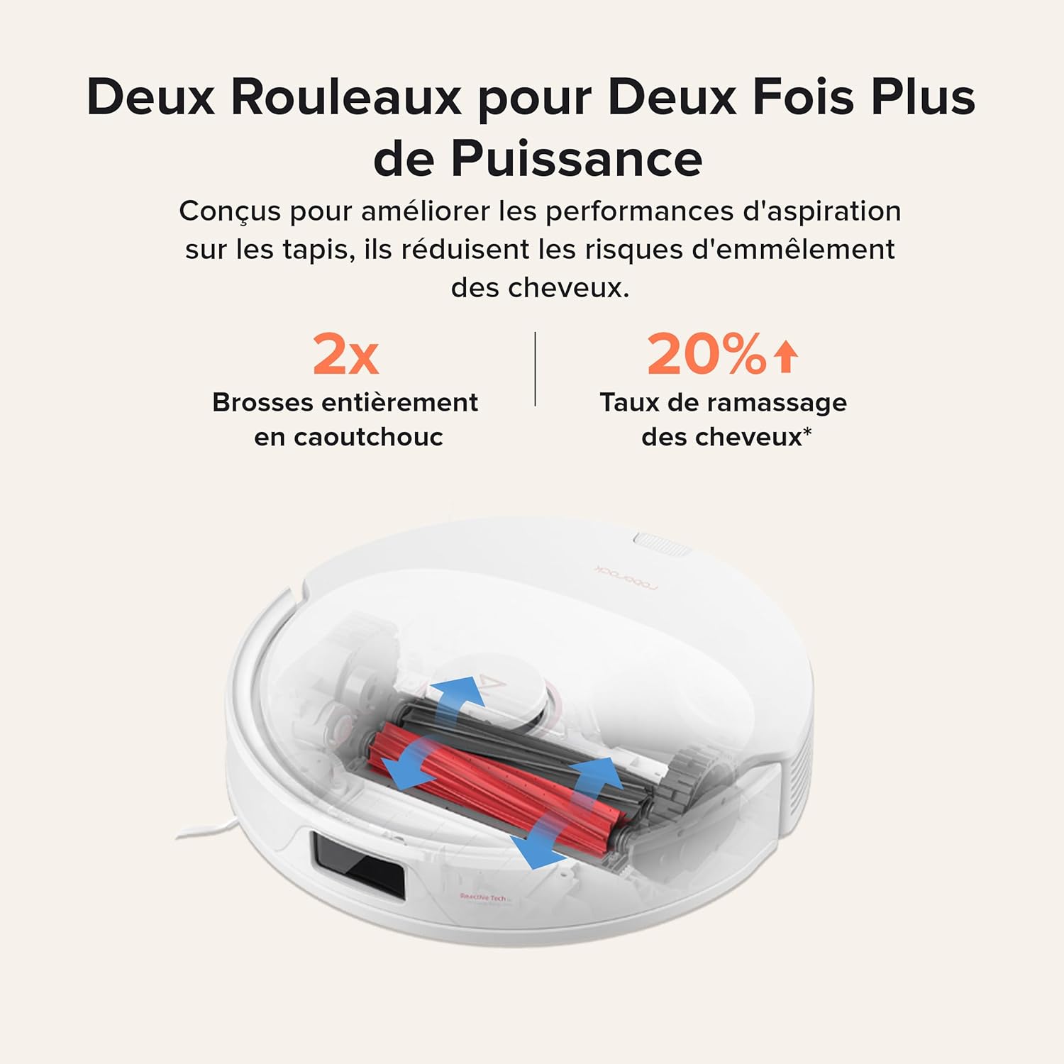 roborock Q8 Max+ Aspirateur Robot Laveur avec Station, Vidage Automatique, 5500Pa Aspiration, Brosse DuoRoller, Navigation LiDAR, Évitement d'obstacles, Cartographie Multi-Niveaux, Contrôle APP/Vocale