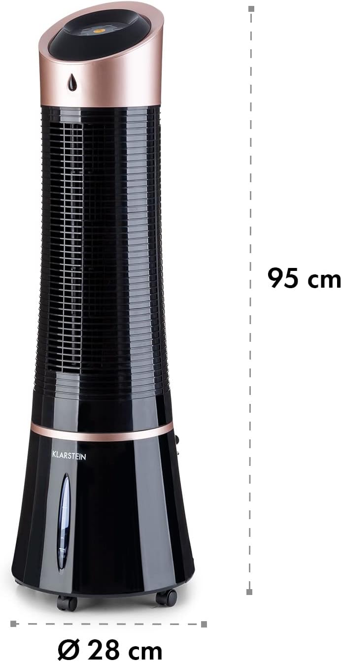 Klarstein Rafraichisseur d'Air Mobile 5 en 1, par Evaporation avec Humidificateur, Ventilateur, Ioniseur, Climatiseur Mobile Sans Évacuation, Mode Nuit, 45W, Débit d'Air de 180m³/h