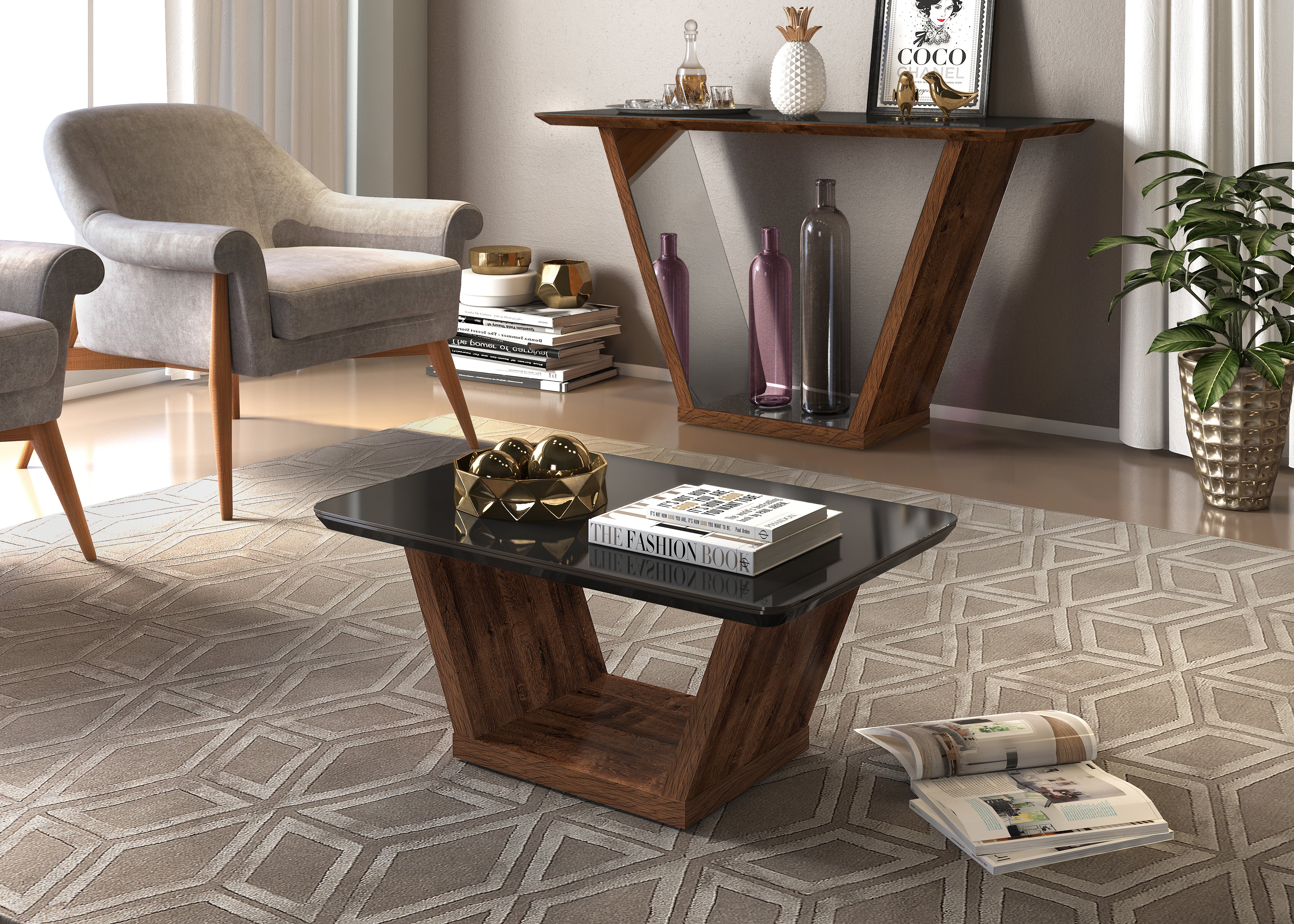 TABLE CENTRALE DJ FRATELLO RUSTICO MALBEC/PRETO BRILHO *  19 825.146