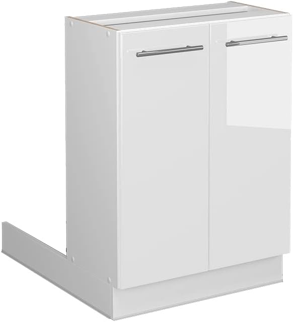 Vicco Meuble pour Four Fame-Line, Blanc Haute Brillance/Blanc, 60 cm avec étagères Ouvertes