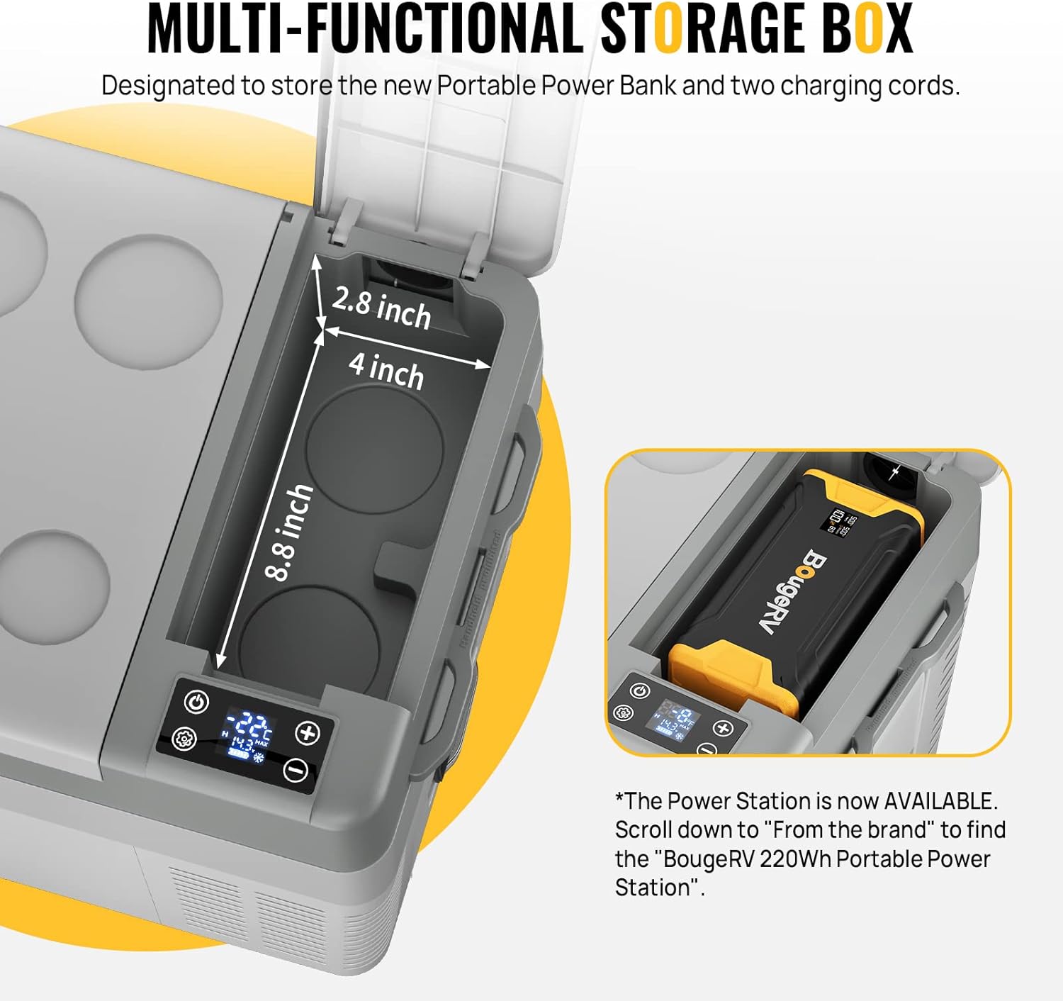 BougeRV CRPRO Glacière à Compression, Frigo Voiture 20 litres(-22℃~10℃), 12/24V DC &110-240V AC Glaciere Voiture, Frigo Compression 12v, pour voiture, camping, voyage