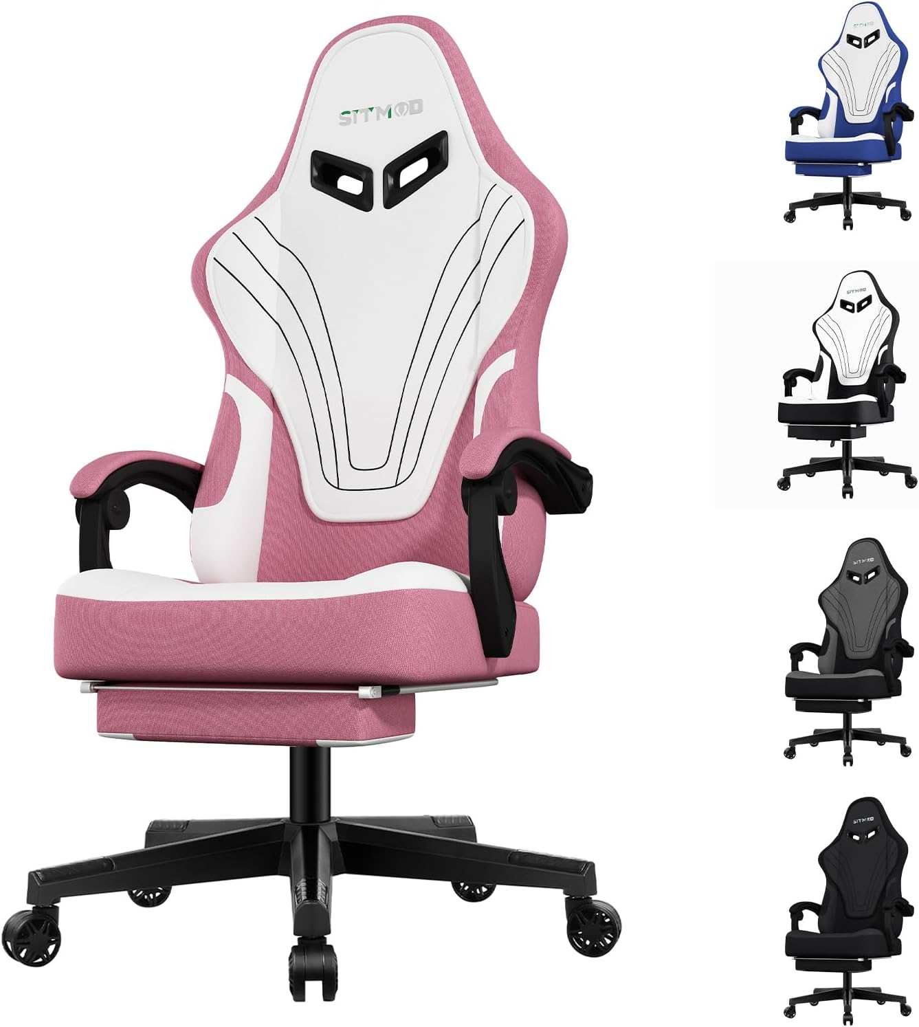 Ulody Chaise Gaming Ergonomique, Fauteuil de Bureau Pivotant, Dossier Haut, Siege Gamer avec Appui-tête et Soutien Lombaire Ajustables, Chaise de Jeu avec Repose-Pieds(Gris)