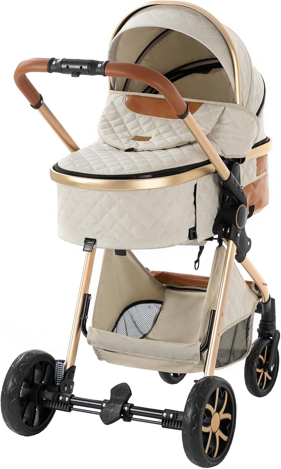 NADDLILY Poussette 3 en 1, Poussette Bebe avec Conception Portable Pliable en Un Clic, Pousette 3 en 1 avec Poussée Réversible Bidirectionnelle, Poussette Canne avec Accessoires (V9 Black)