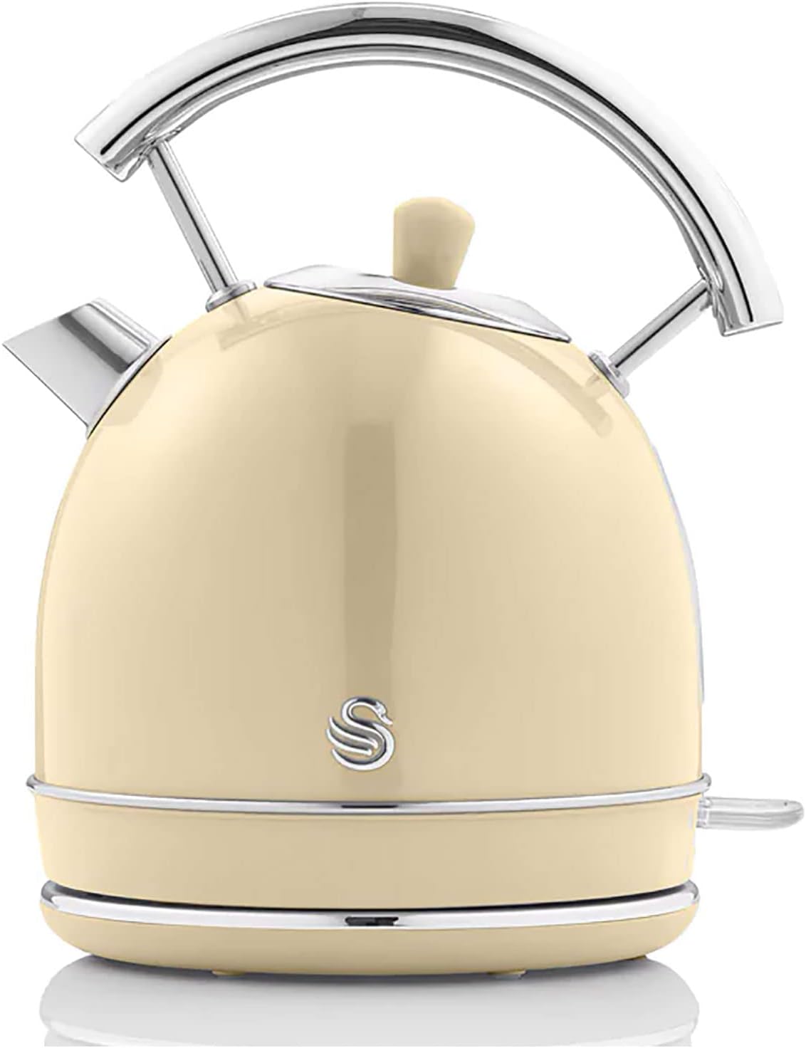 Swan Retro Ensemble Petit-Déjeuner, Bouilloire 1,8 L, Grille-Pain 2 Tranches à Fente Large, Micro-Ondes Numérique 20L, 6 Niveaux de Puissance, Minuteur, Porte Miroir, Design Vintage, Crème