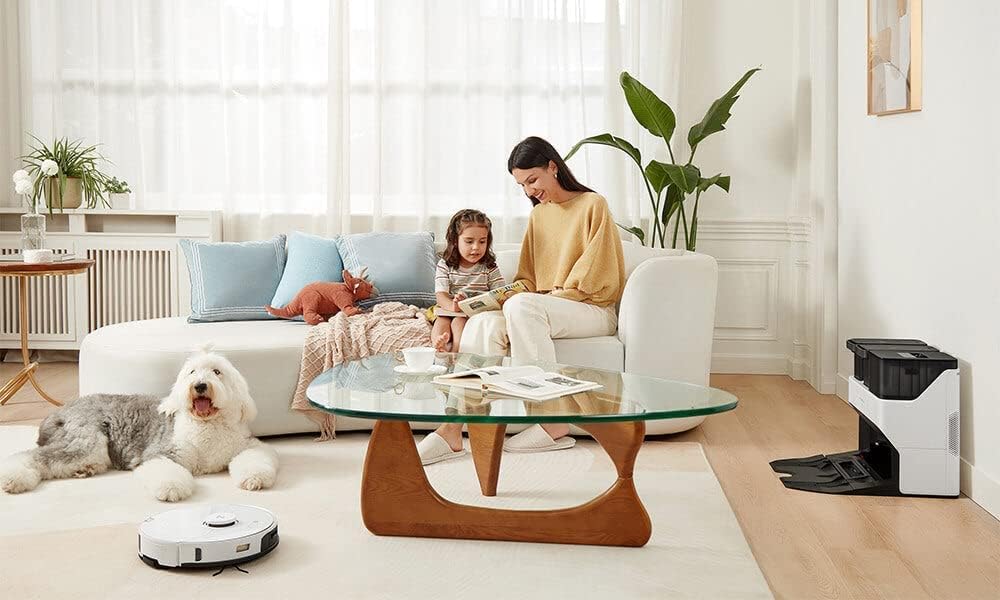 roborock QV 35A Aspirateur Robot Laveur, 8000Pa HyperForce, Station Multifonctionnelle, Serpillière Rotative 200 TR/Min & Relevable 10mm, Anti-enchevêtrement, Évitement d'obstacles, Cartographie, APP