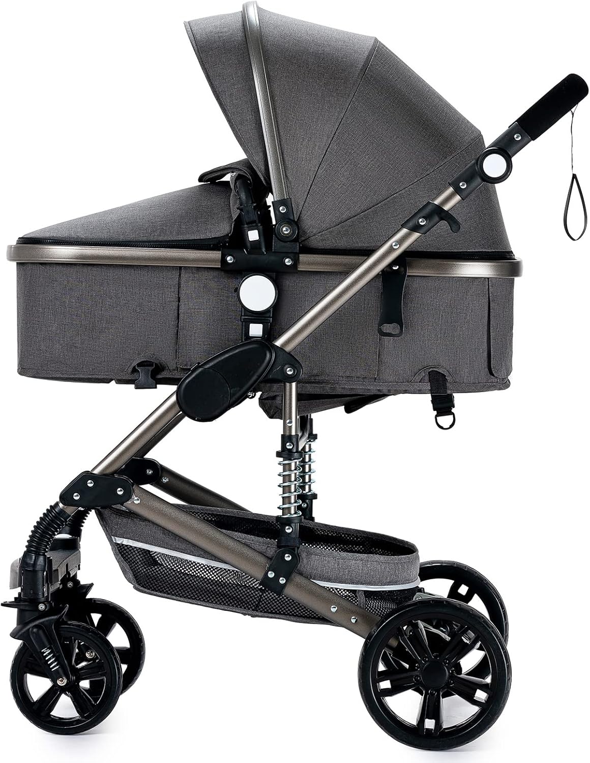 NADDLILY Poussette 3 en 1, Poussette Bebe avec Conception Portable Pliable en Un Clic, Pousette 3 en 1 avec Poussée Réversible Bidirectionnelle, Poussette Canne avec Accessoires (V9 Black)