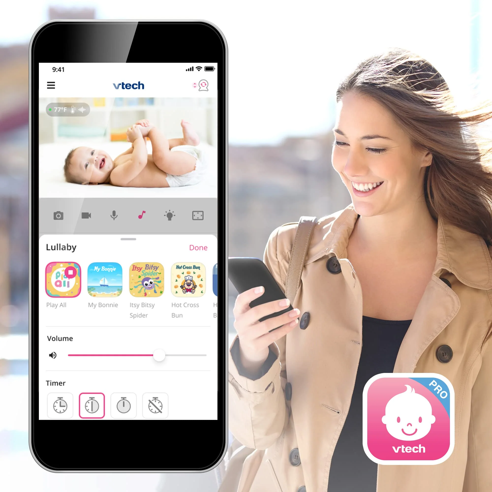 VTech Smart WiFi Baby Monitor, 5-inch 720p Display, 1080p Camera