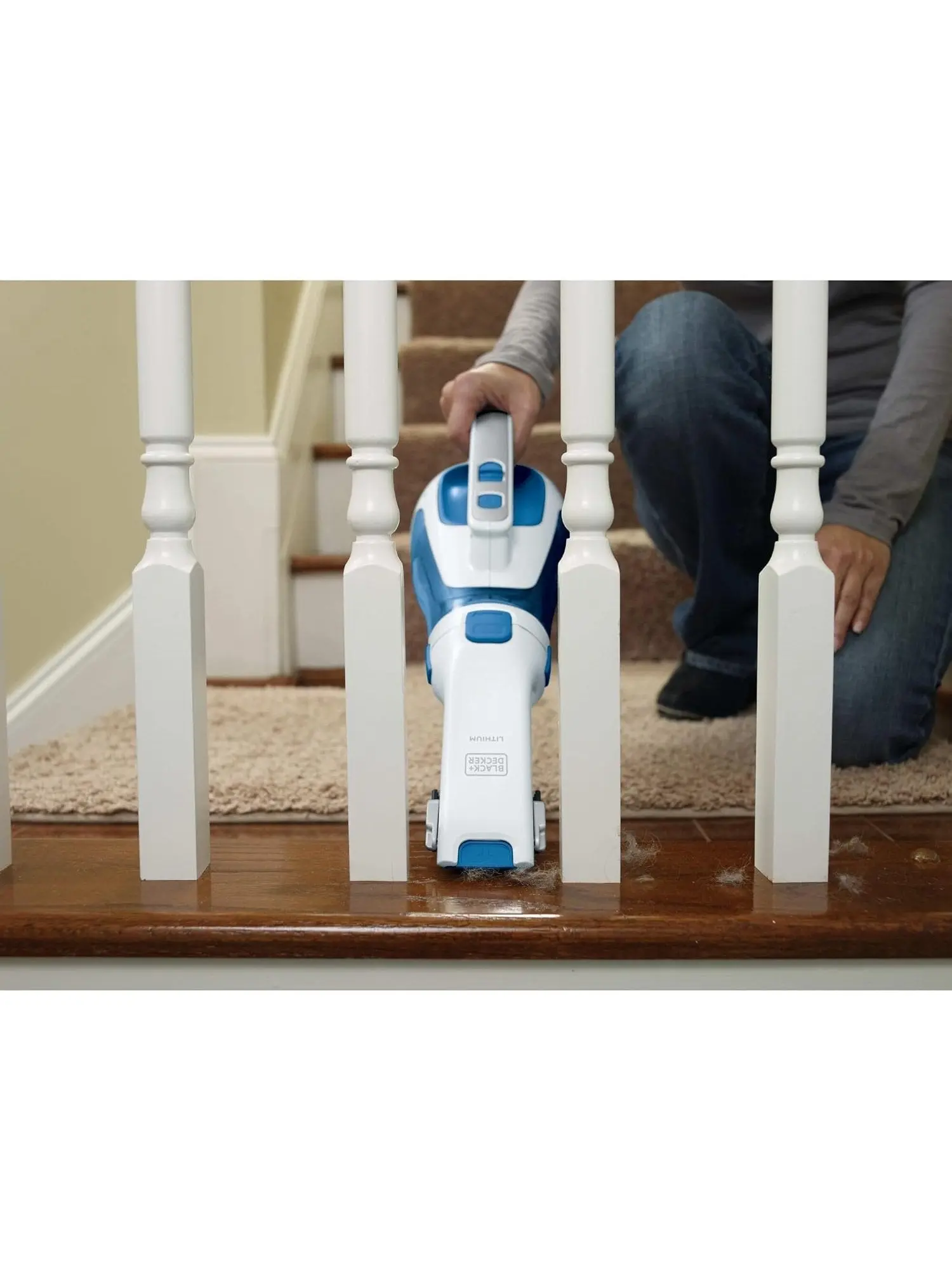 BLACK+DECKER dustbuster AdvancedClean Cordless Handheld Vacuum, Compact Home and Car Vacuum with Crevice Tool (CHV1410L), Blue, White