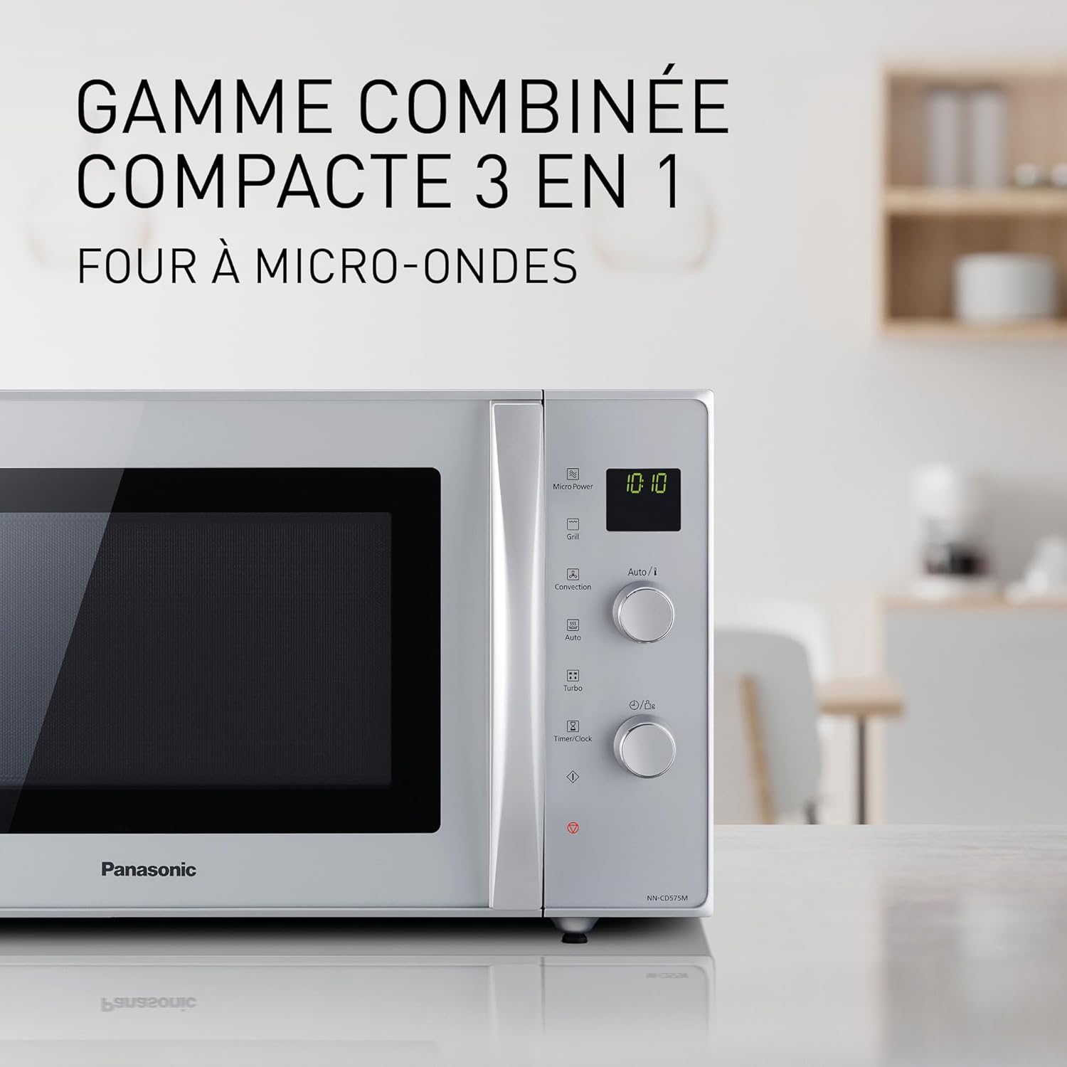 Panasonic NN-CD565BEPG - Four 3 en 1 Combiné, 27 L, Inverter, Chaleur à 100-220°C, Gril Quartz 1300W, Micro-ondes 1000 W, Plat Crispy, Plateau tournant 34 cm, Noir - Version FR