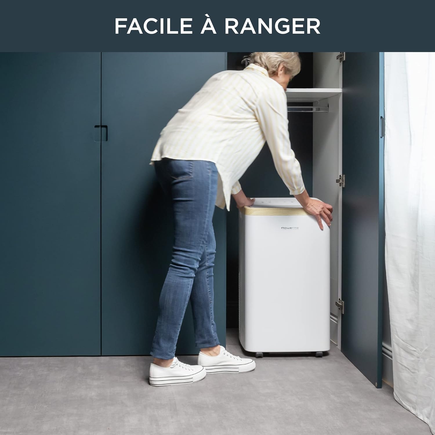 Rowenta Climatiseur portable, 3000 W, Performance énergétique classe A, Refroidissement puissant, Silencieurx, Compact, Couverture jusqu'à 100 m3, Fonction éco, Turbo Eco Sense AU5610F0