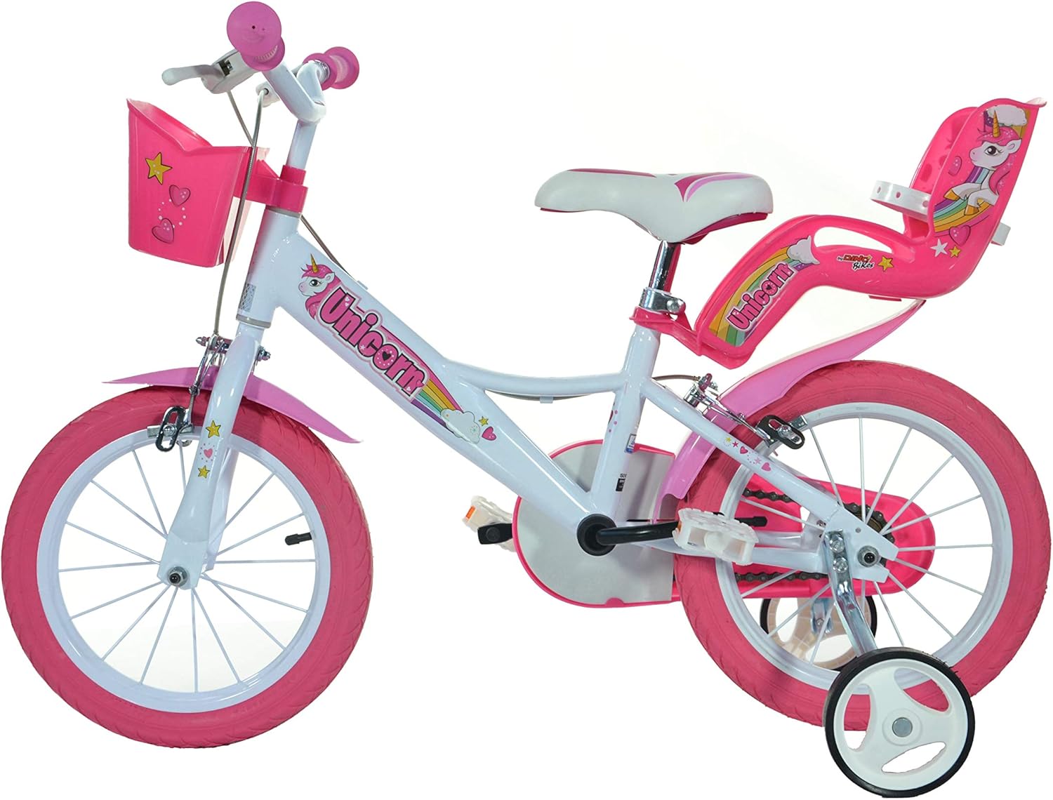 Dino Bikes Unicorn 16 Bicycle Licorne 40,6 Fille, Blanc/Rose, 40,6 cm