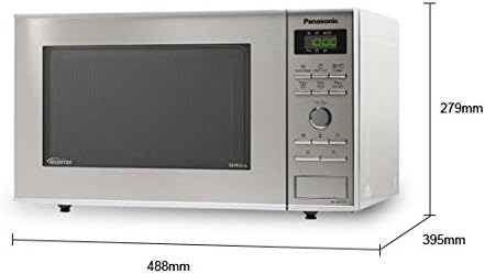 Panasonic Four à micro-ondes NN-GD38HSGTG avec grill (1000 W, cuiseur à vapeur, four à micro-ondes combiné, plaque à pizza, 23 litres) en acier inoxydable noir