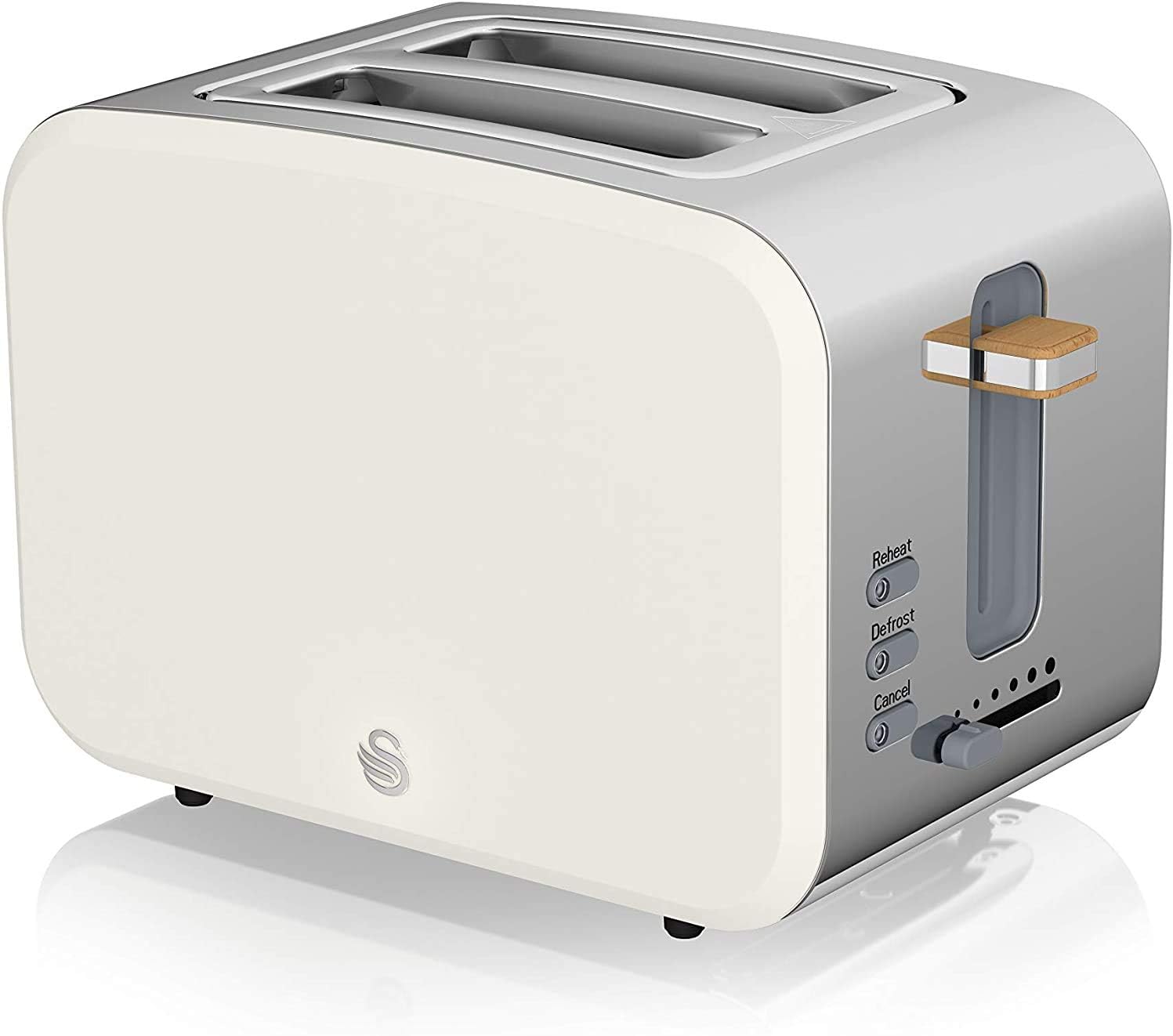 Swan Nordic Set petit-déjeuner bouilloire 1,7 l 3000 W, grille-pain à fente large 2 tranches, micro-ondes 20 l numérique, design moderne, effet bois, blanc